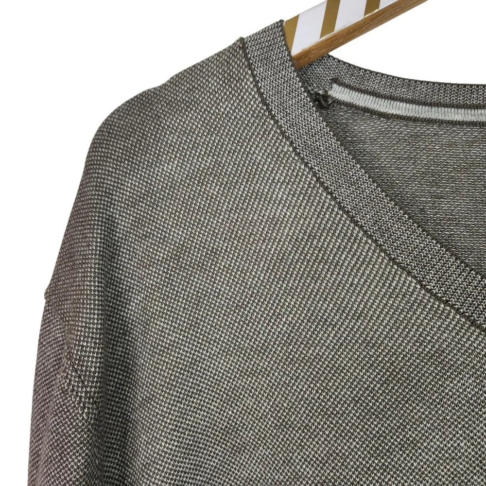 BANANA REPUBLIC Sweater Mens Large Gray V-Neck Birdseye Silk Cashmere Blend‎